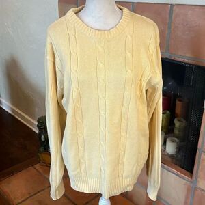 Oscar de la Renta yellow cable-knit long sleeve sweater, L!